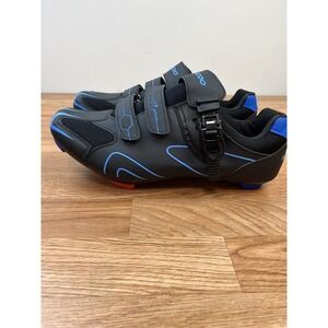 Kescoo Cycling Shoes Black/Blu Size 47 (Fits Size 13) with Cleats Peloton NEW